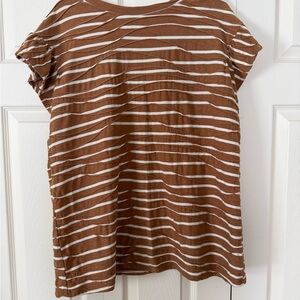 Doe & Rae Tan and White Striped Top